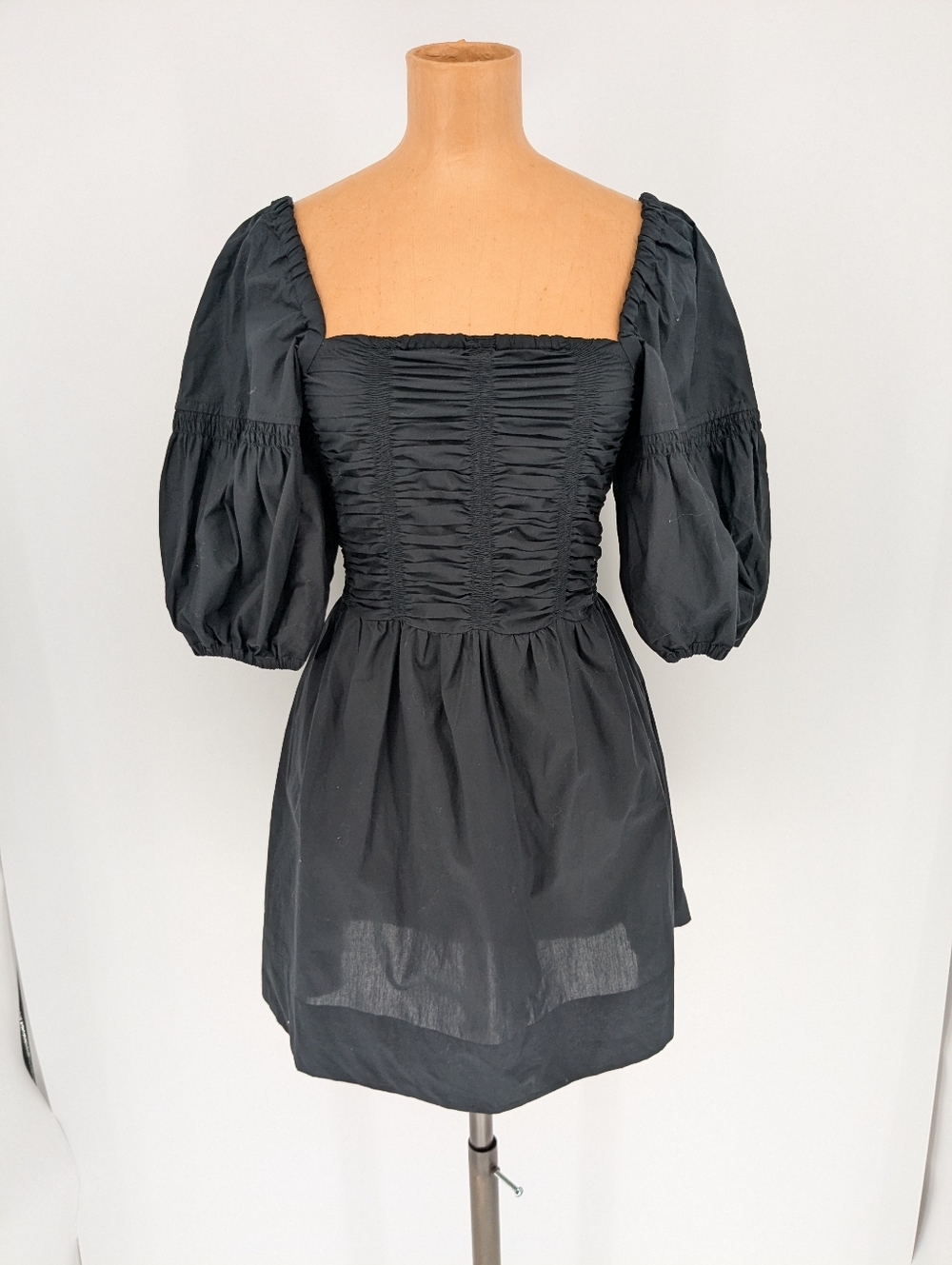 Faithful The Brand Belladonna Smocked Organic Cotton Poplin Mini Dress Size 4